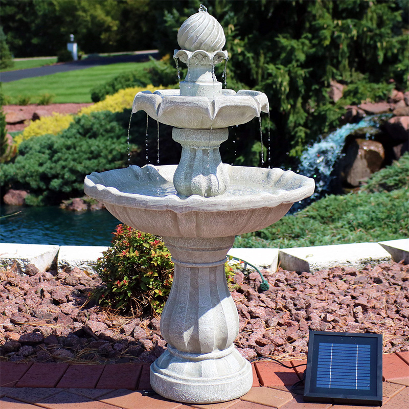 (🔥Clearance Sale)2-Tier Solar-Powered Outdoor Water Fountain with Battery Backup
