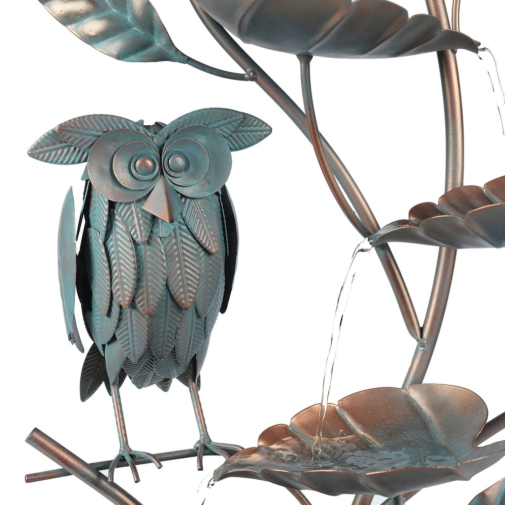 🔥Spring Clearance Sale-Metal Cascading Leaves and Owl Outdoor Fountain