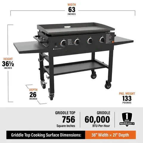 36-Inch Griddle Cooking Station+Grill & Griddle Kit 8 Pieces +Flat top Griddle Professional Grade Accessory Tool Kit (5 Pieces) +600D Polyester Heavy Duty Flat top Gas Grill Cover