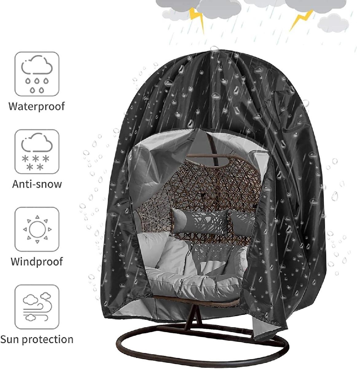 Limit one pieceš„Only Today $49.98š2023 Patio Wicker Swing Chair ļ¼Including Vertical Rain CoveršWith Seat Cushion