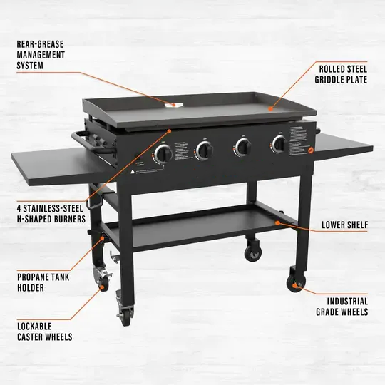 36-Inch Griddle Cooking Station+Grill & Griddle Kit 8 Pieces +Flat top Griddle Professional Grade Accessory Tool Kit (5 Pieces) +600D Polyester Heavy Duty Flat top Gas Grill Cover