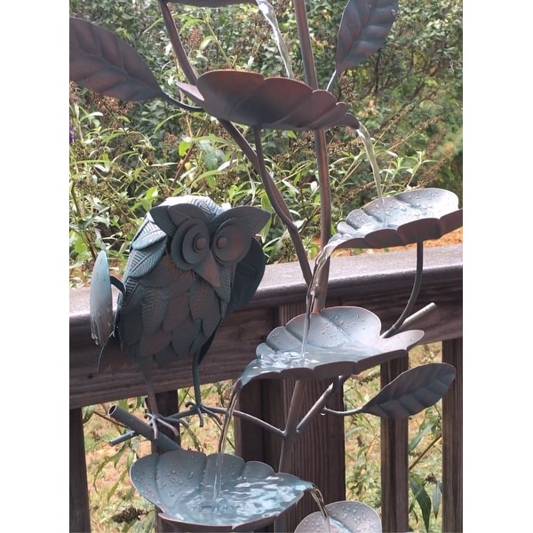 🔥Spring Clearance Sale-Metal Cascading Leaves and Owl Outdoor Fountain
