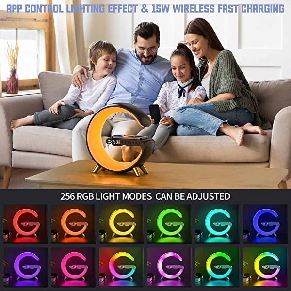 🔥Wireless Charger Atmosphere Lamp,4 in 1 Bluetooth Speaker Music Clock Alarm🔥🔥🔥