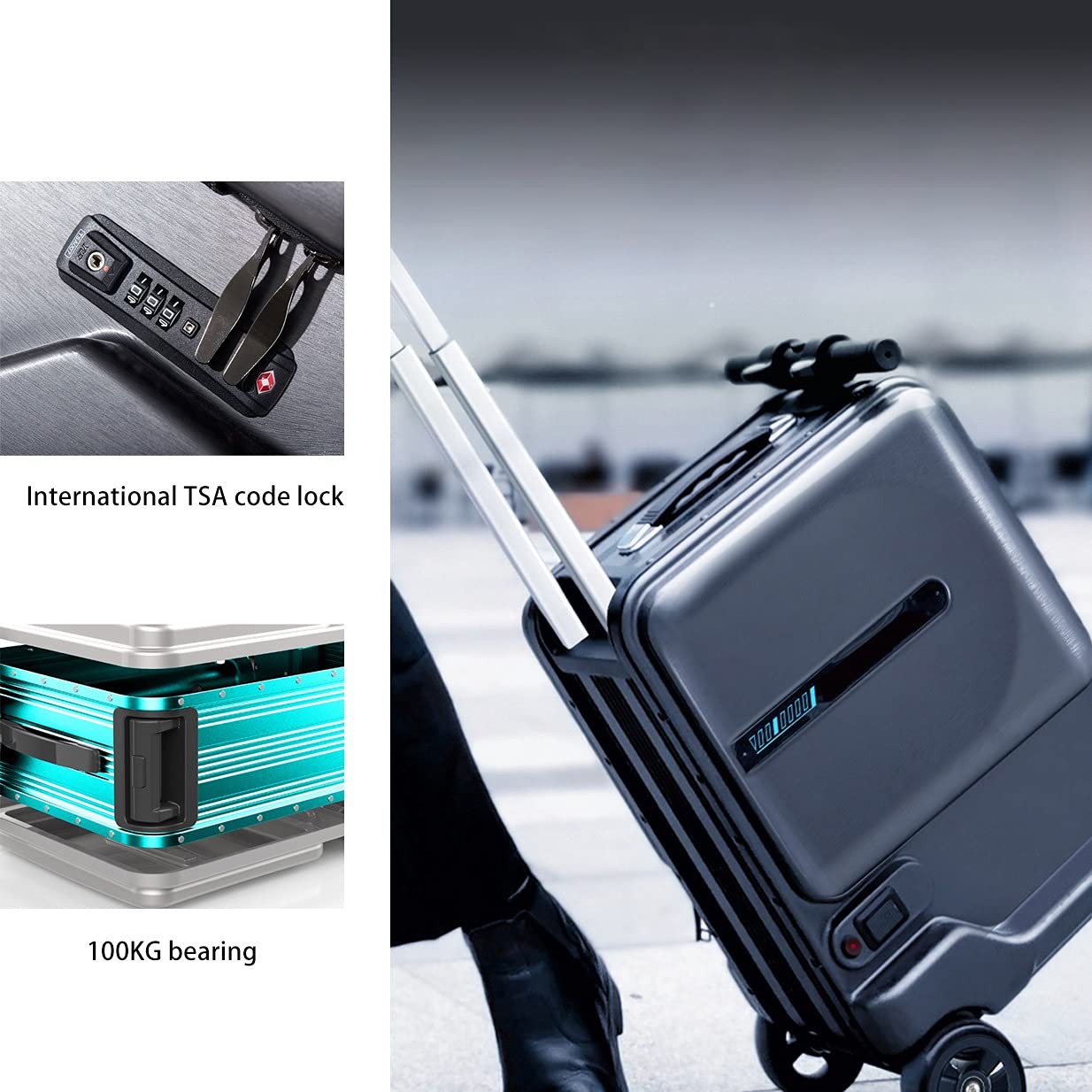 (Free Shipping)Expandable Luggage 20 Inches Auto Following Smart Suitcase With Built-in TSA Lock And USB Phone Charger Port Obstacle Avoidance System