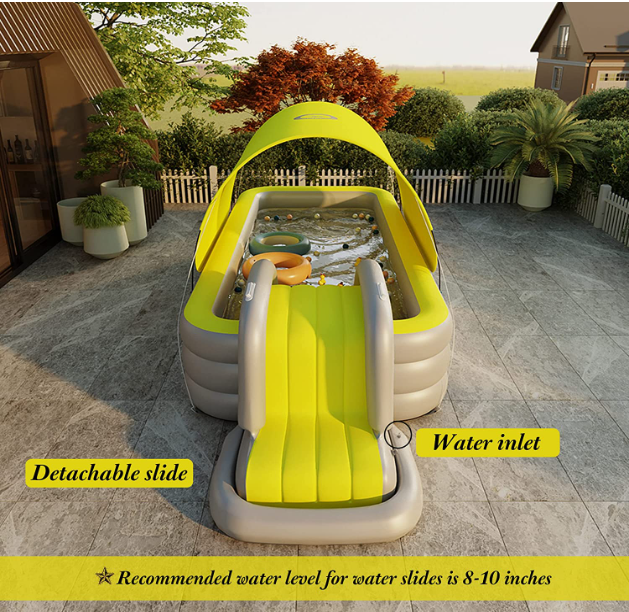 💥(Free Shipping)Inflatable Swimming Pool Kiddie Pool with Shade