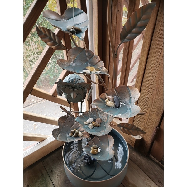 🔥Spring Clearance Sale-Metal Cascading Leaves and Owl Outdoor Fountain