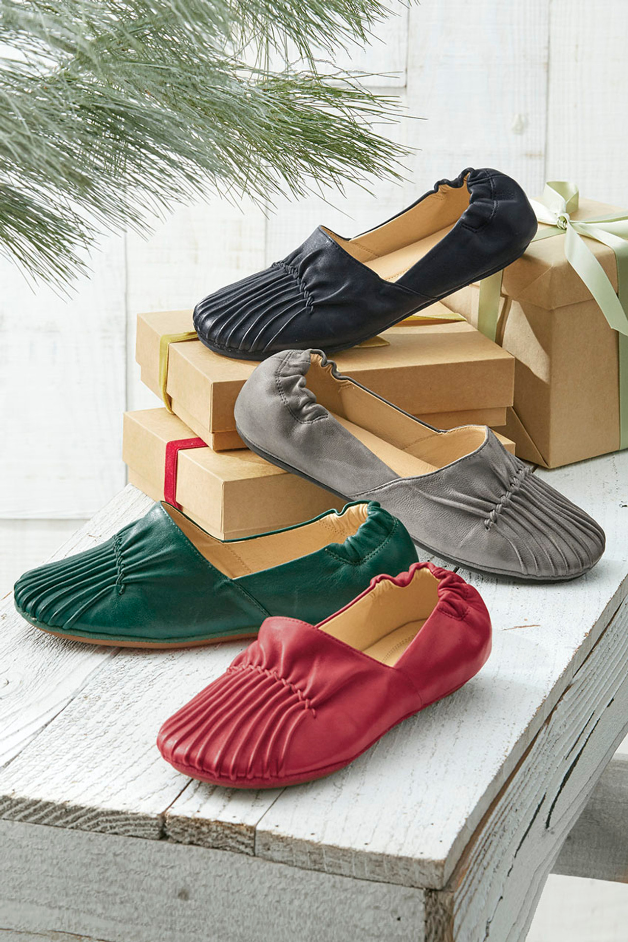 Pintuck Leather Flats