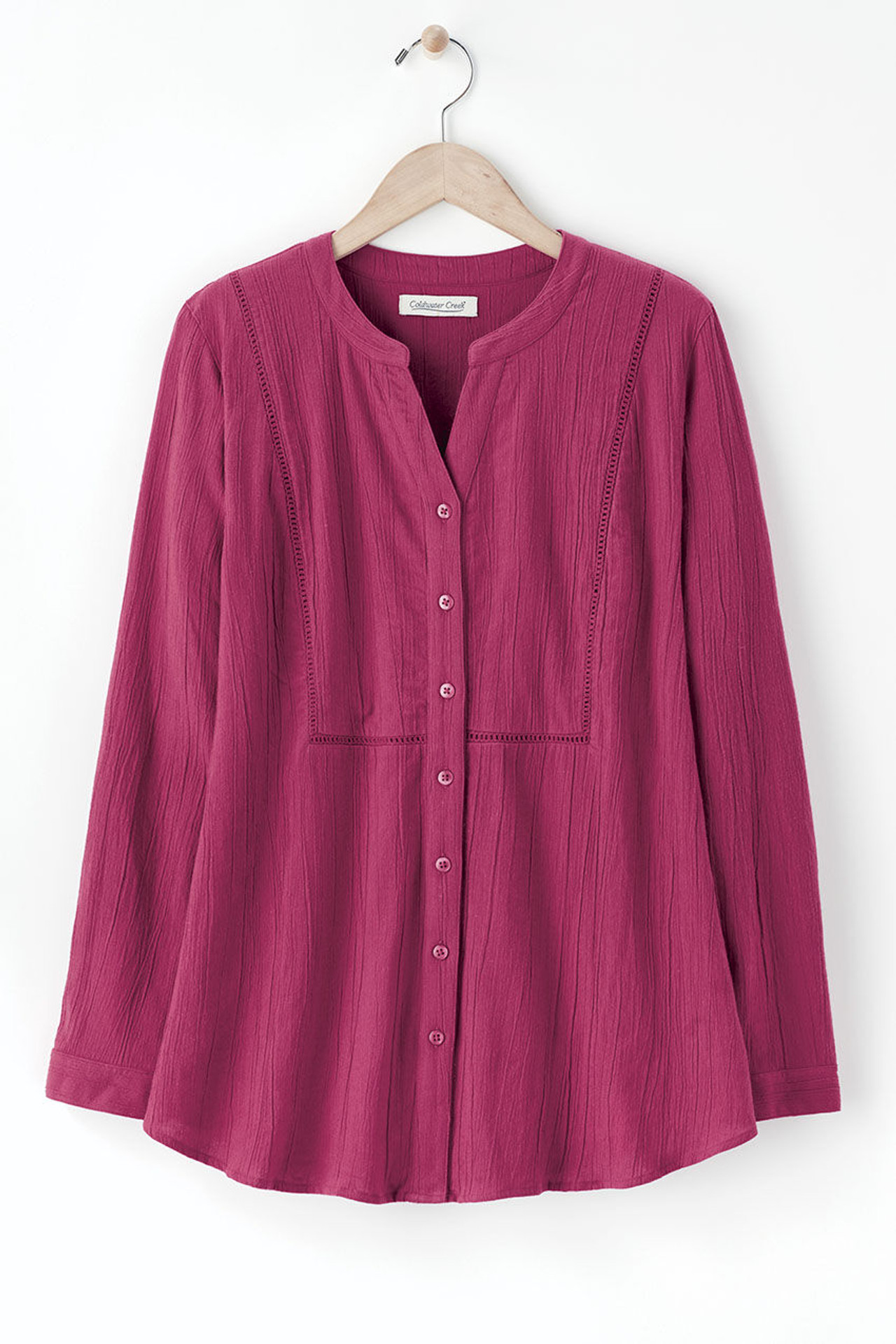 Crinkle Cotton Openwork Big Shirt