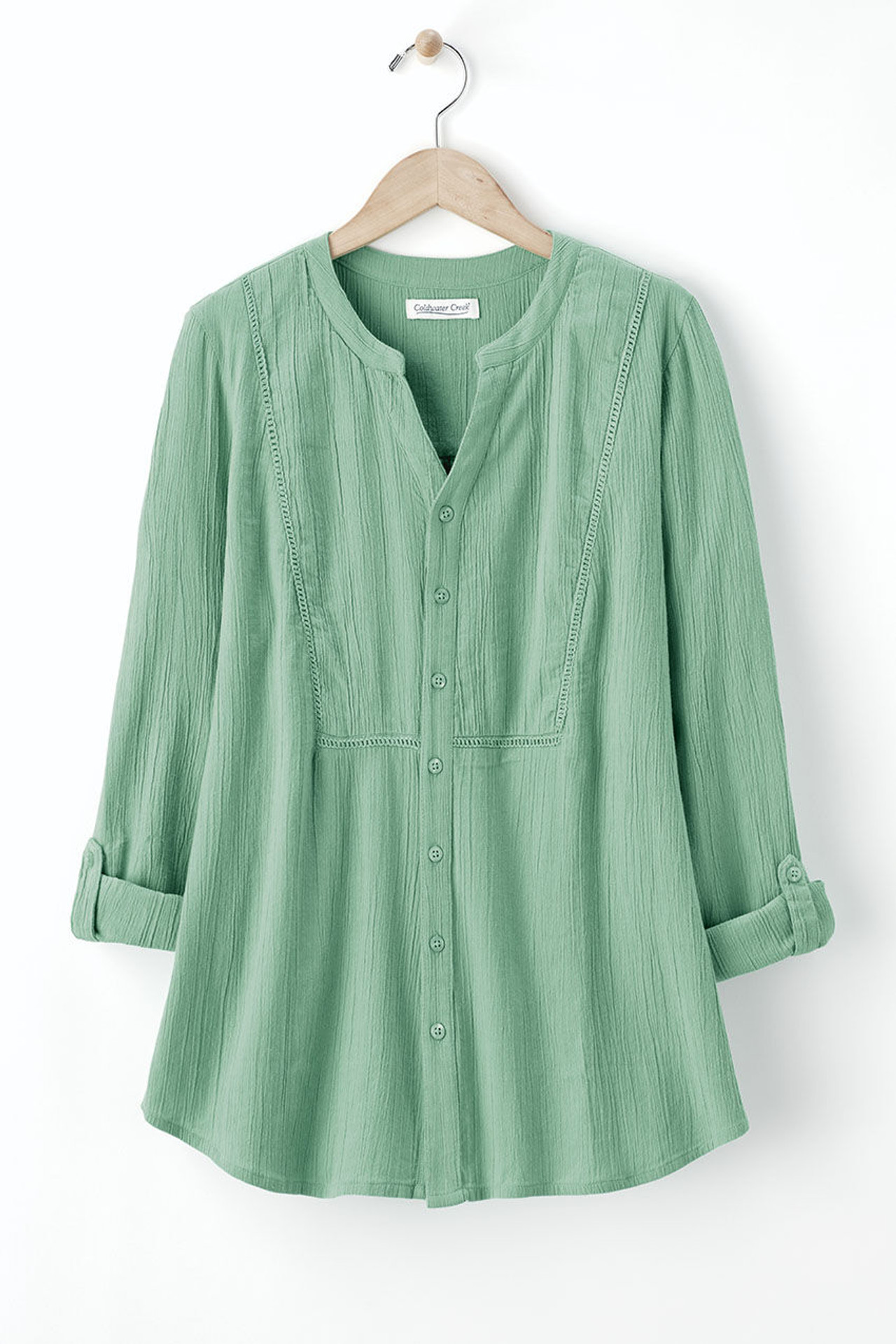 Crinkle Cotton Openwork Big Shirt