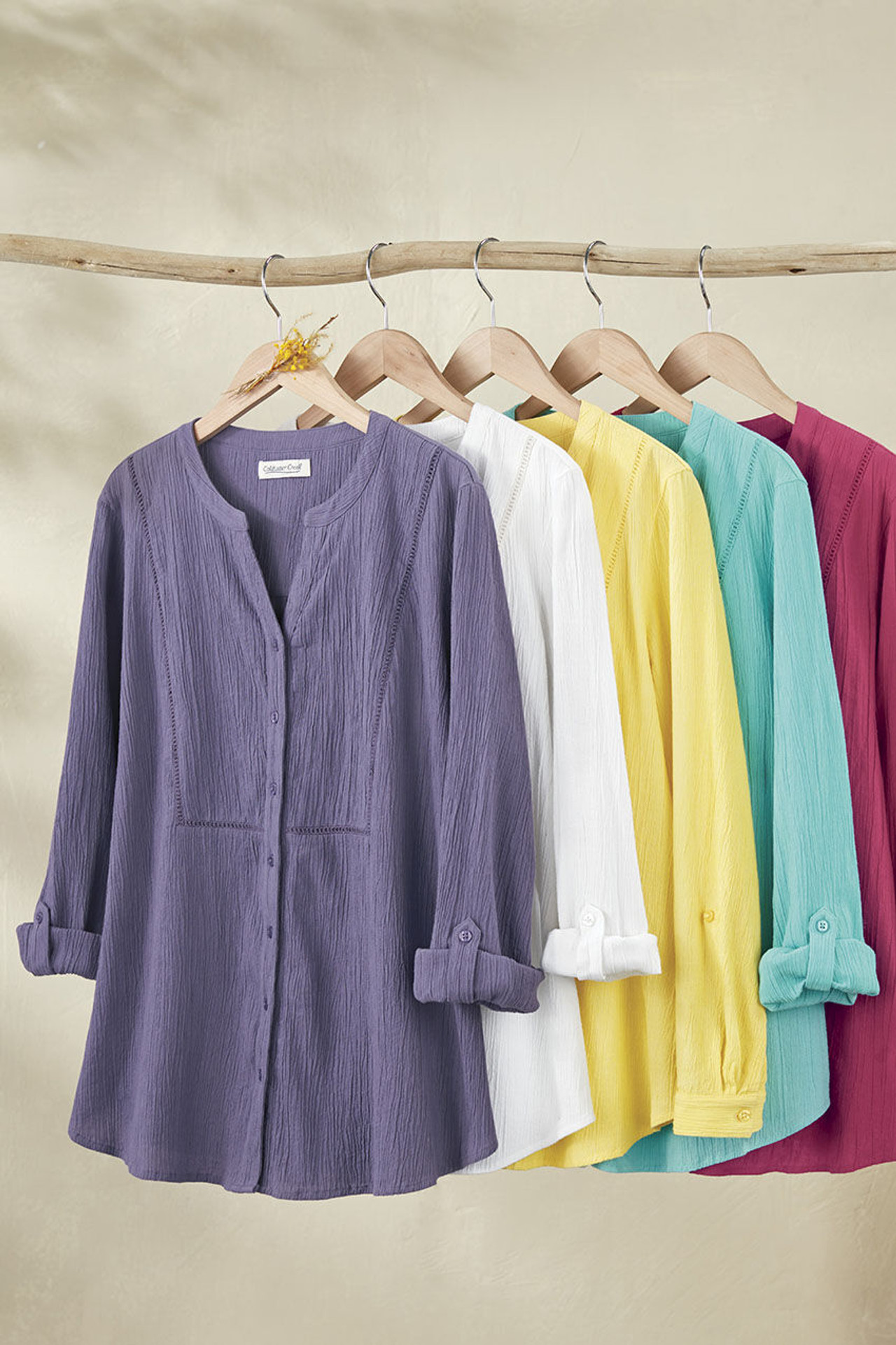 Crinkle Cotton Openwork Big Shirt
