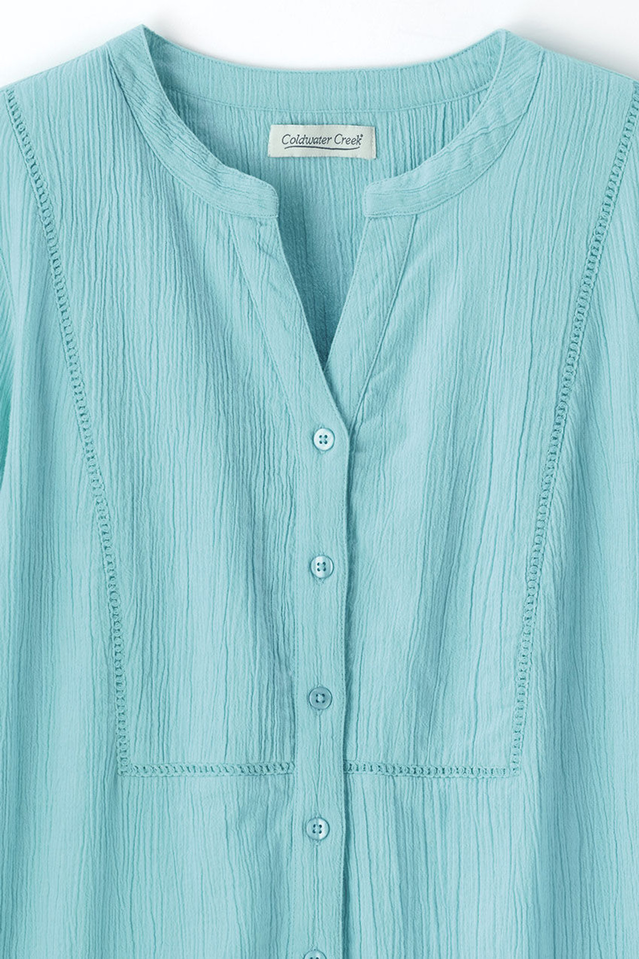 Crinkle Cotton Openwork Big Shirt