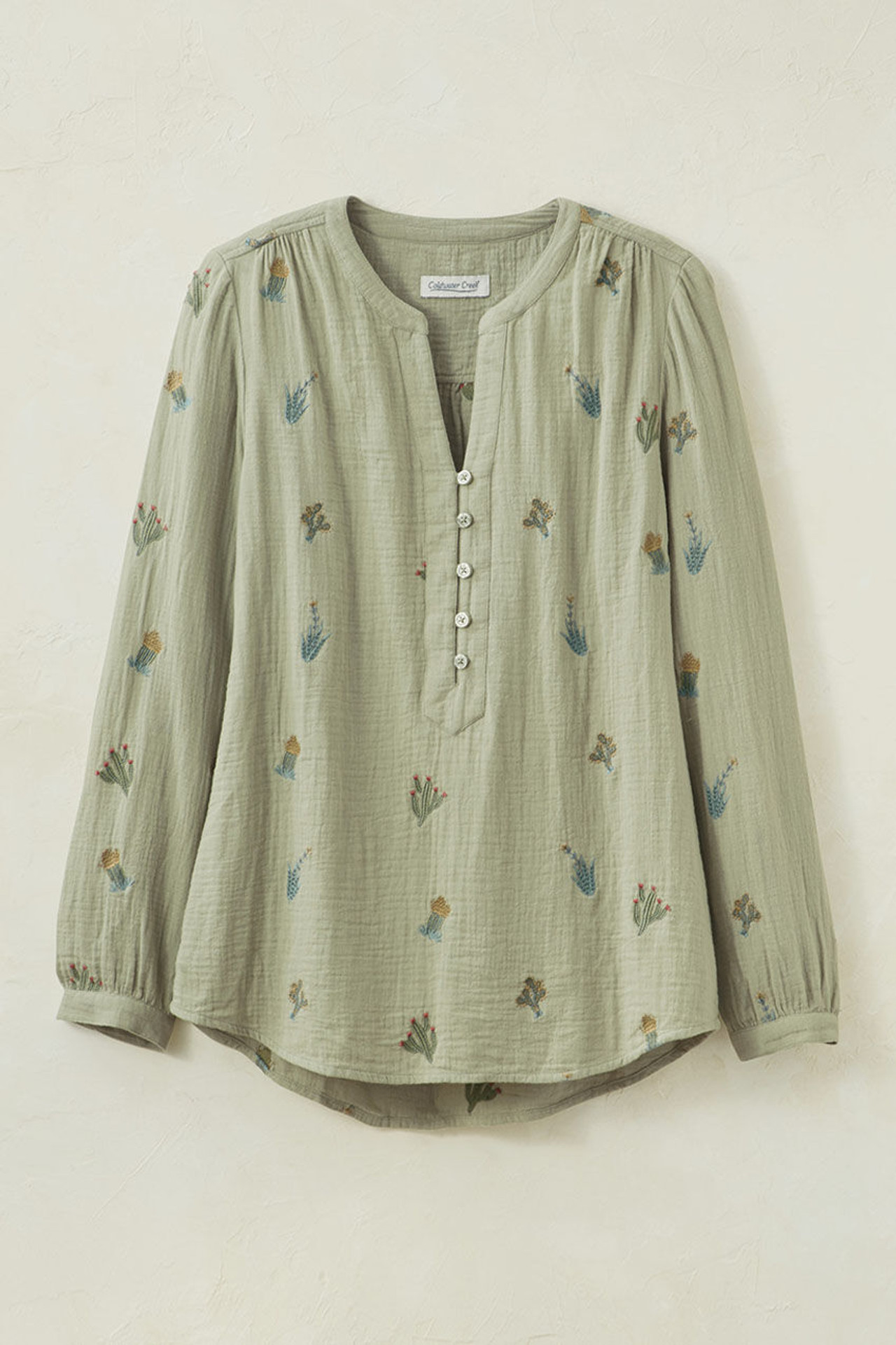 Summer Breeze Gauze Cactus Henley