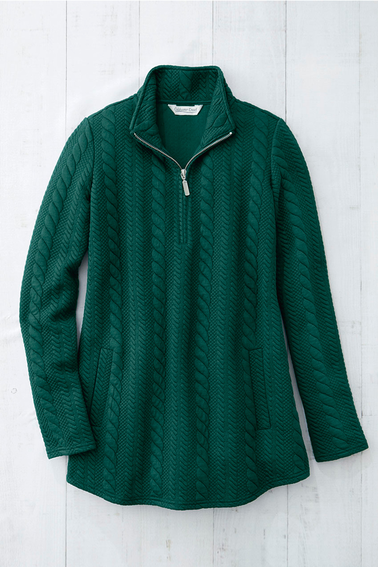 Cabled Quarter-Zip Tunic