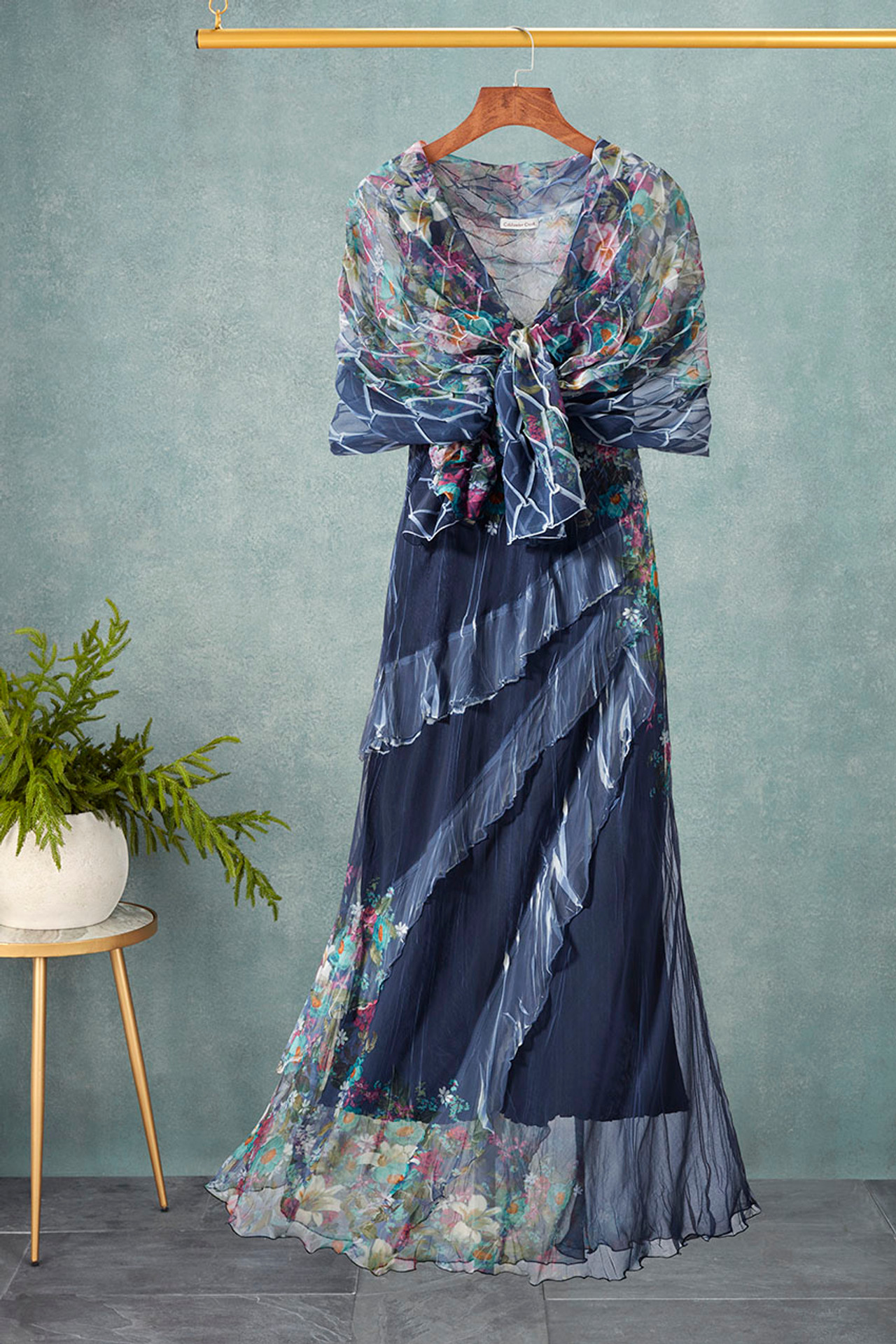Indigo Meadow Ruffle Dress by Komarov