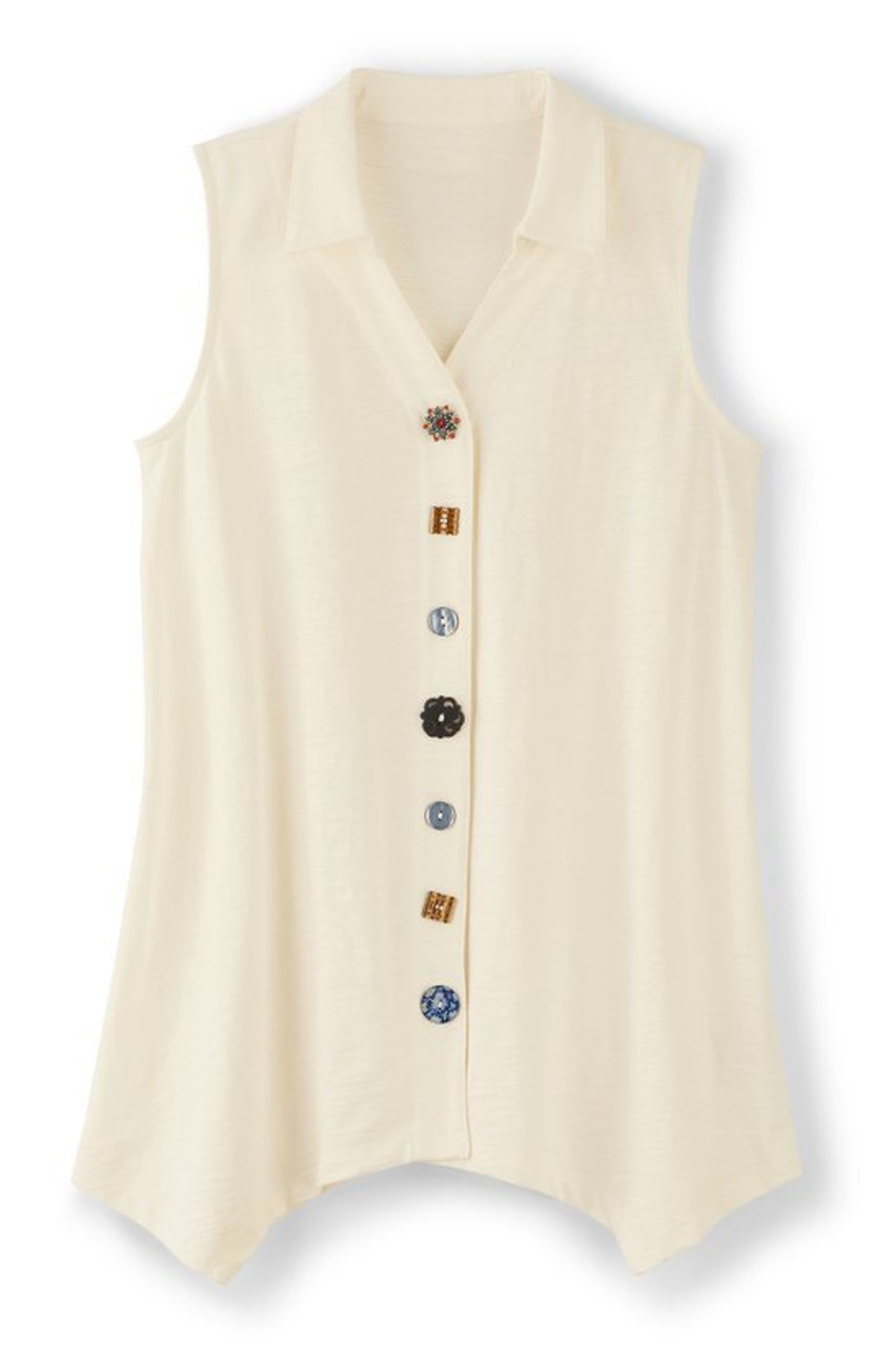 Danielle Button Sleeveless Tunic