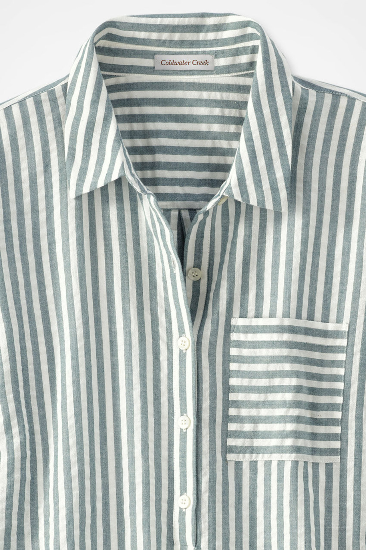 Crinkle Cotton Striped Long-Sleeve Shirt