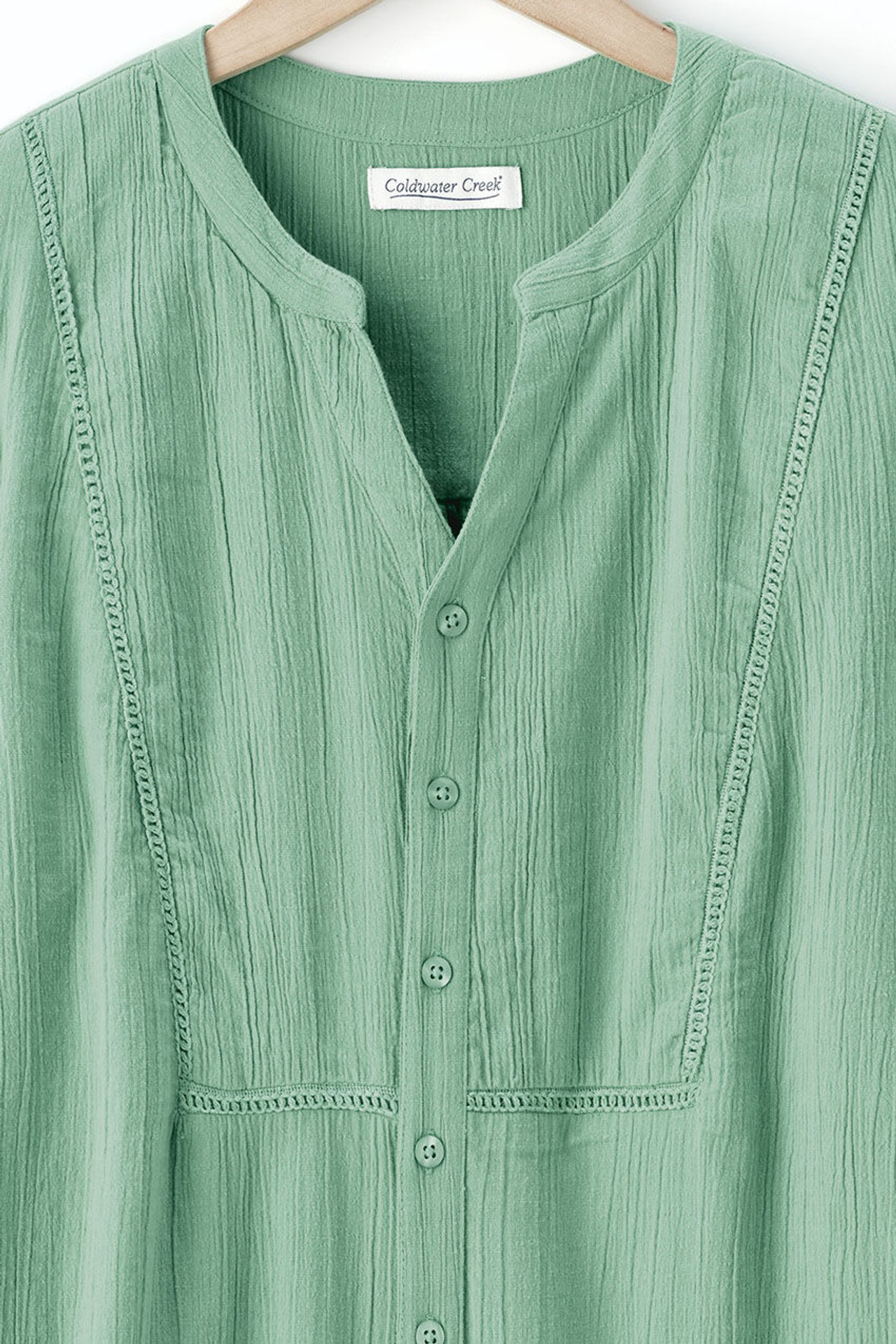 Crinkle Cotton Openwork Big Shirt