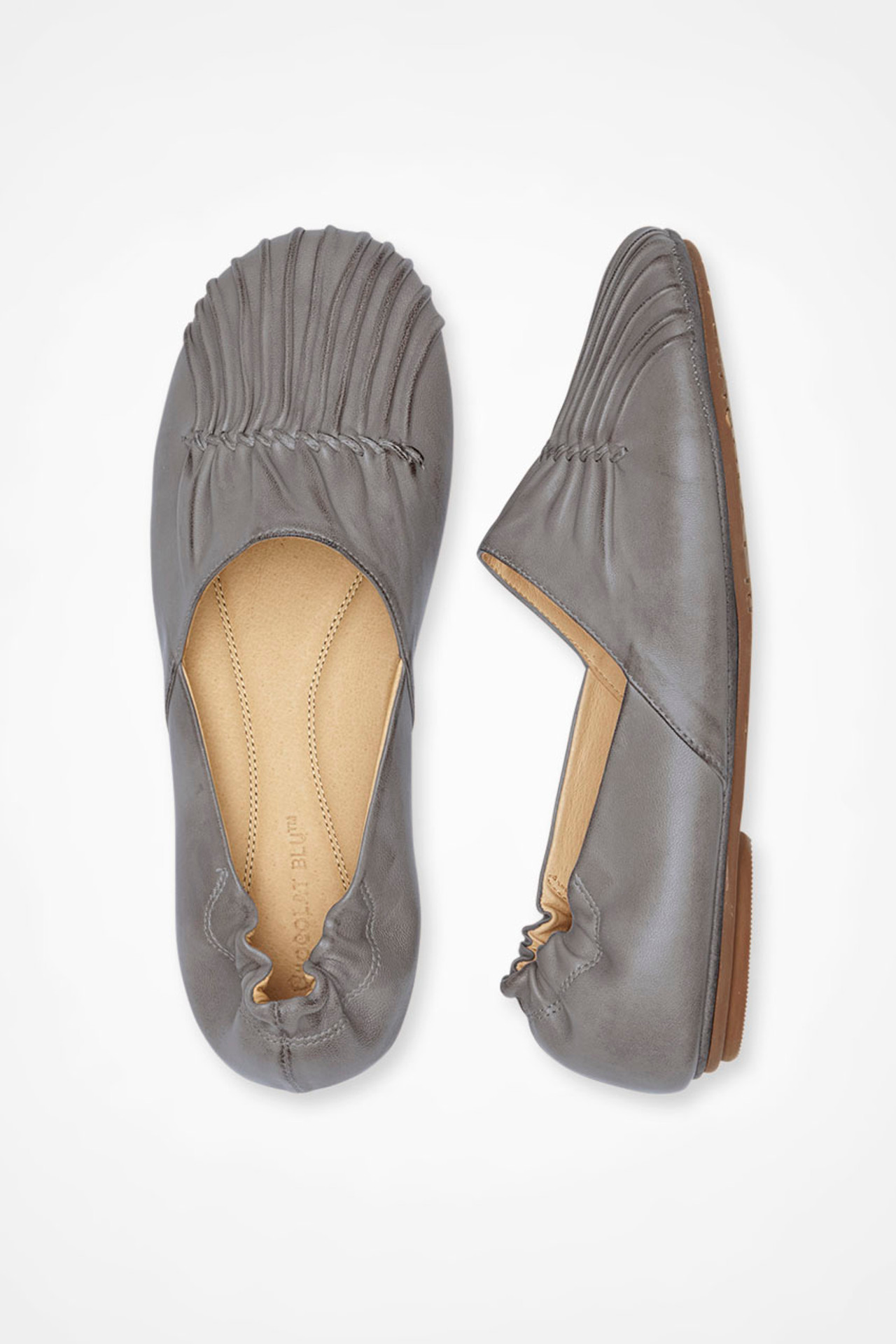 Pintuck Leather Flats