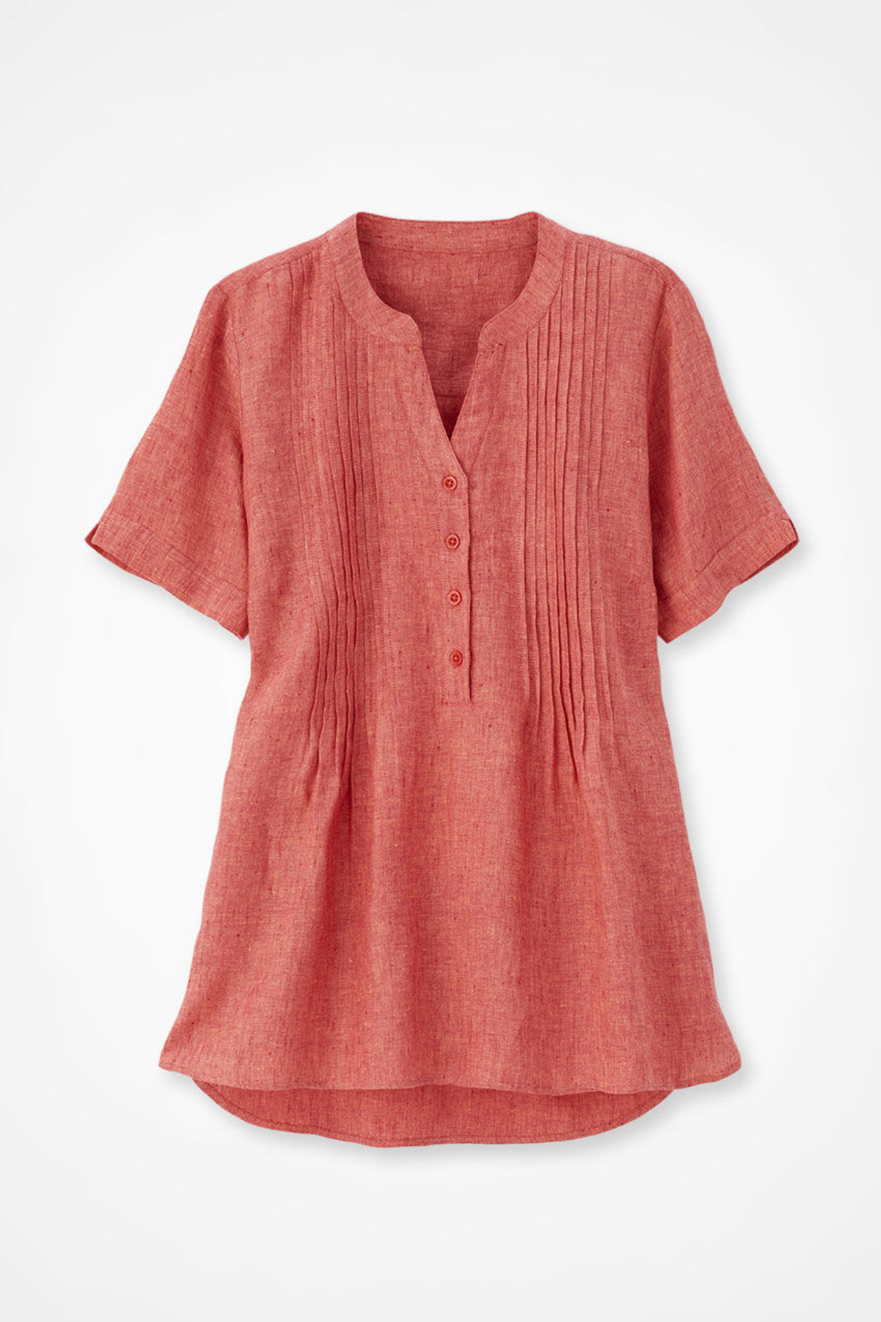 S/S Linen Tuck & Release Blouse
