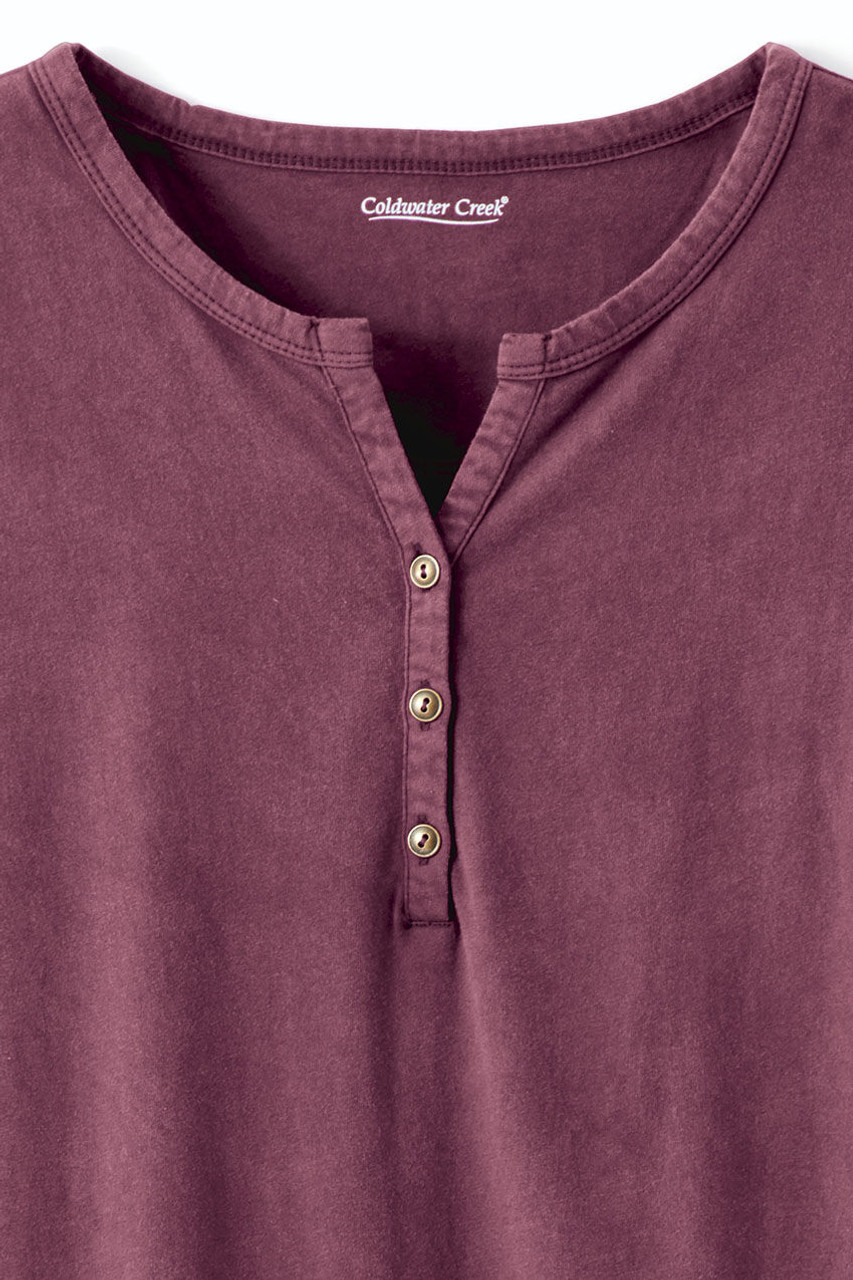 Vintage-Wash Solid Long-Sleeve Henley