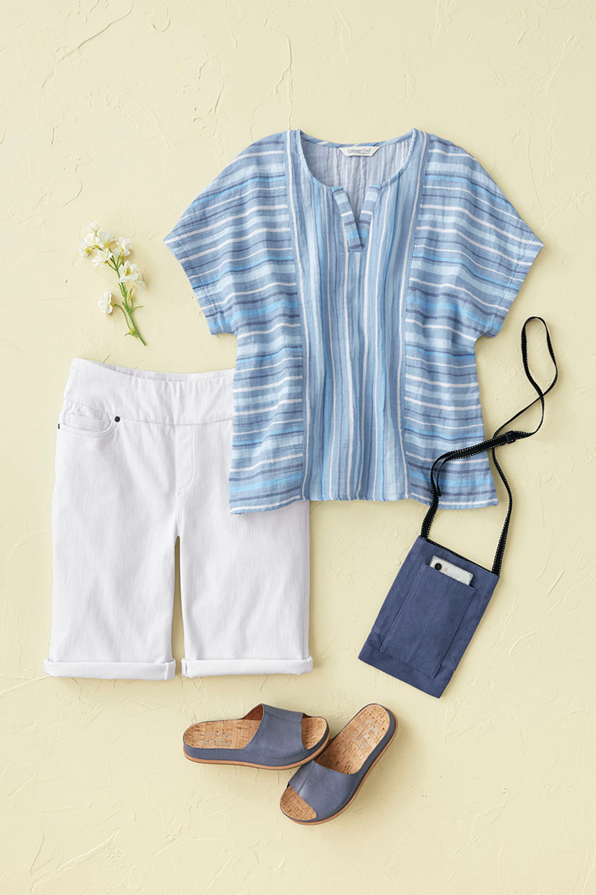 Artful Stripe Gauze Top