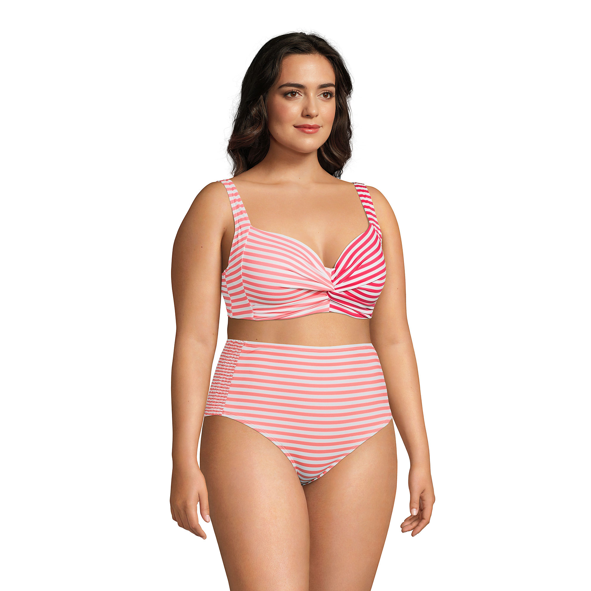 Women's Plus Size Chlorine Resistant Twist Front Underwire Bikini Swimsuit Top Adjustable Straps