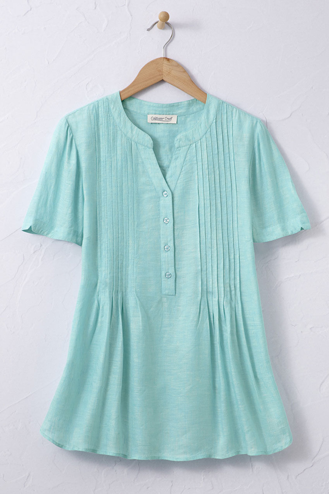 S/S Linen Tuck & Release Blouse