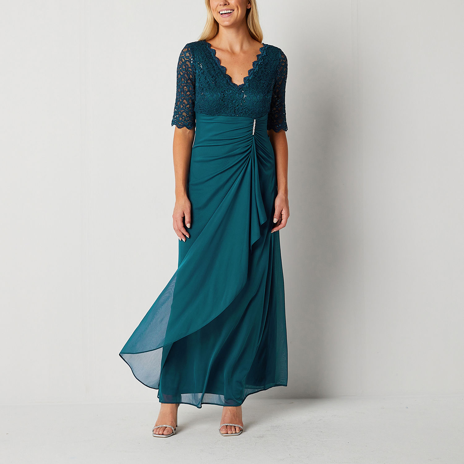 Jessica Howard 3/4 Sleeve Evening Gown