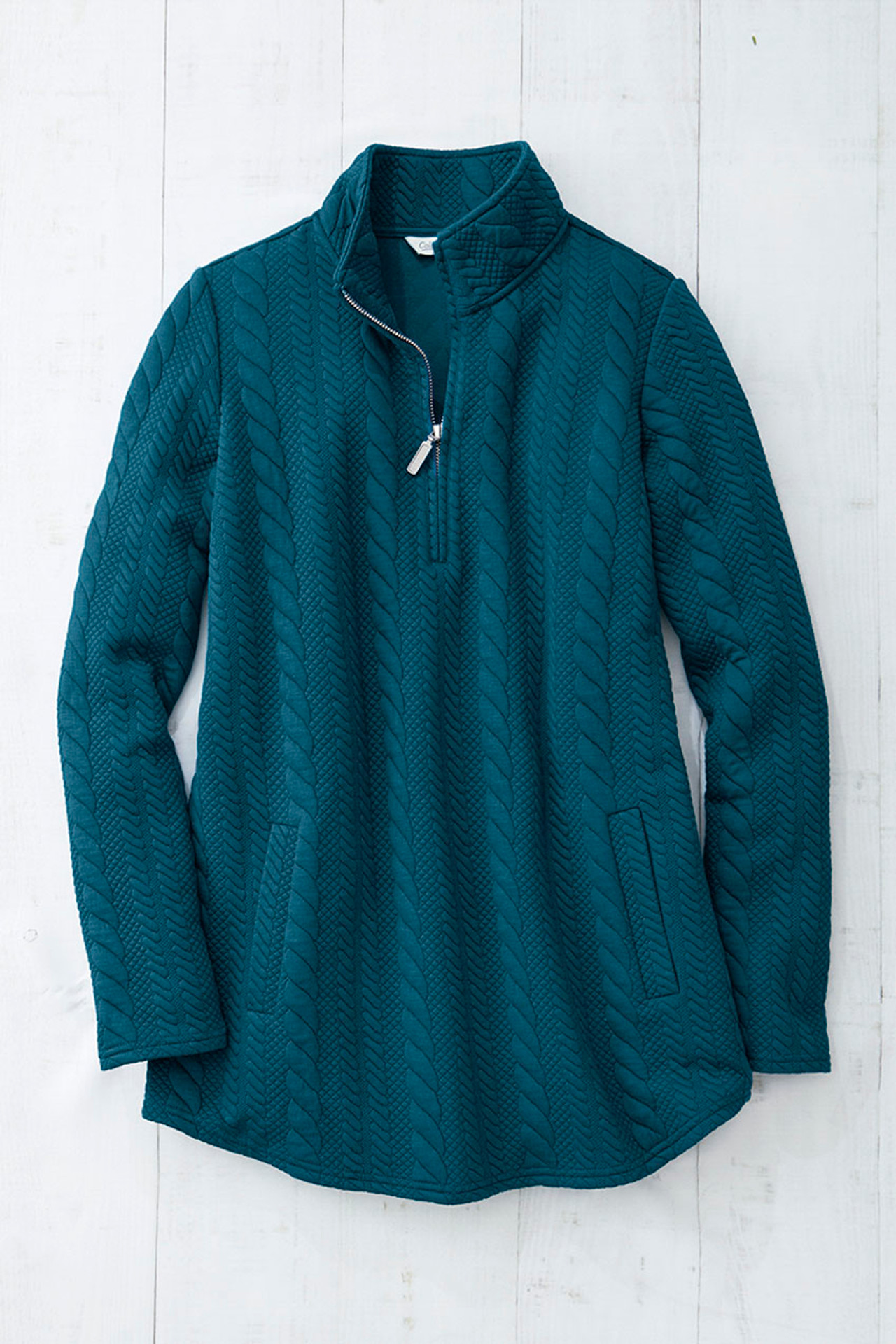 Cabled Quarter-Zip Tunic