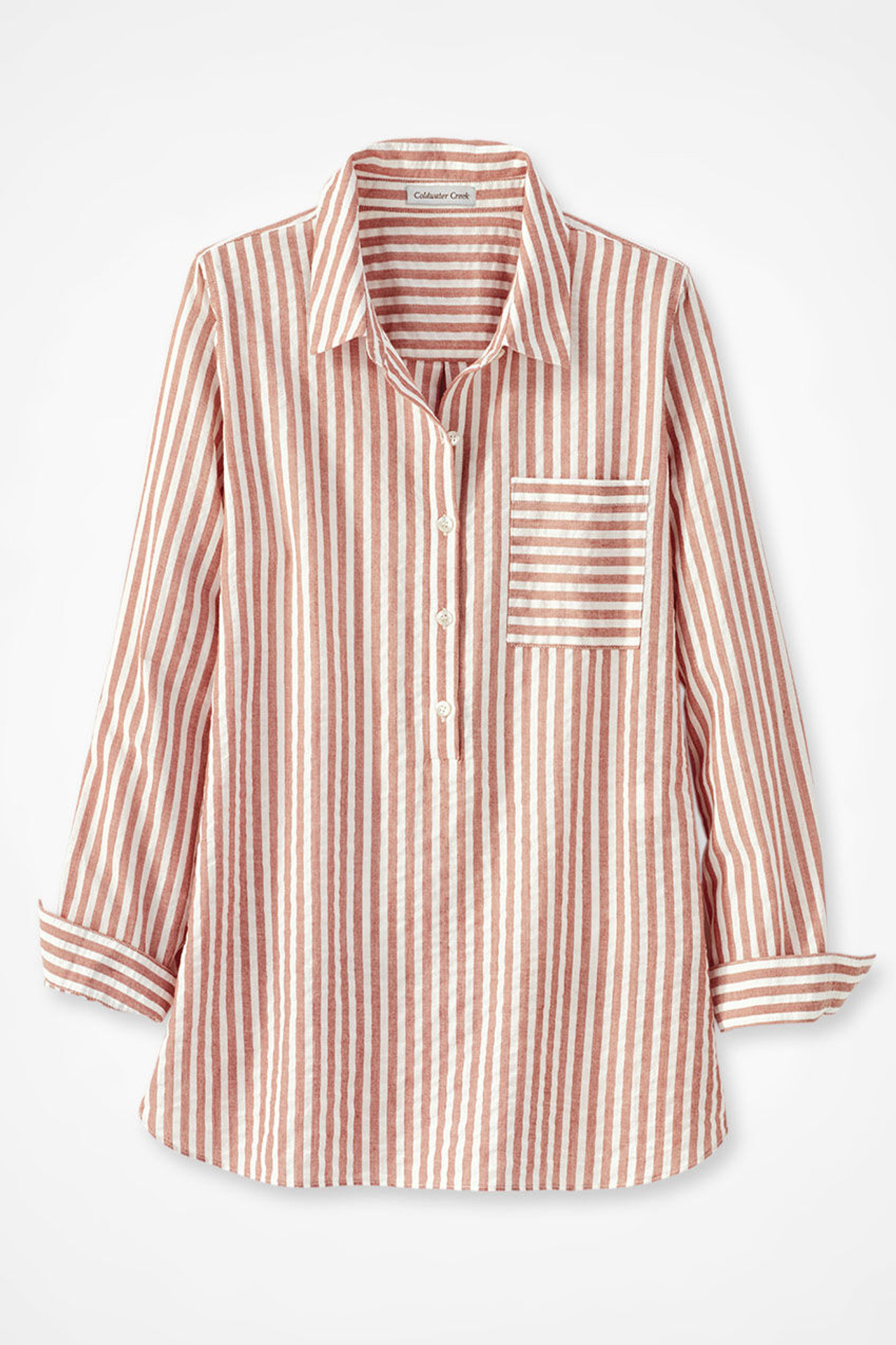 Crinkle Cotton Striped Long-Sleeve Shirt