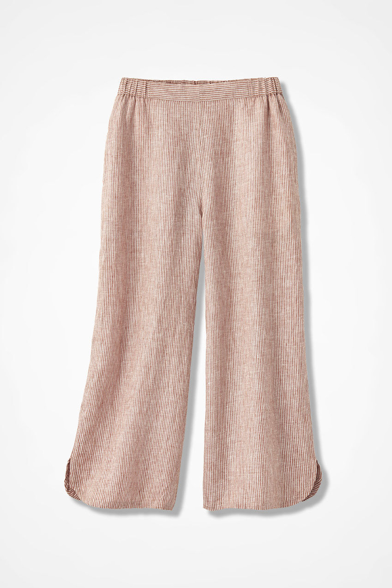 Striped Linen Wide-Leg Crops