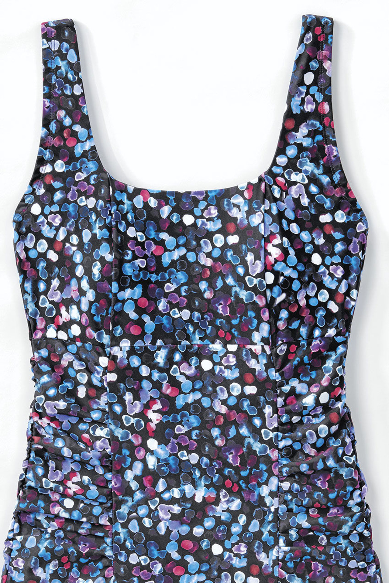 Bubble Dot ShapeMe Side-Ruched Scoop Neck Bathing Suit
