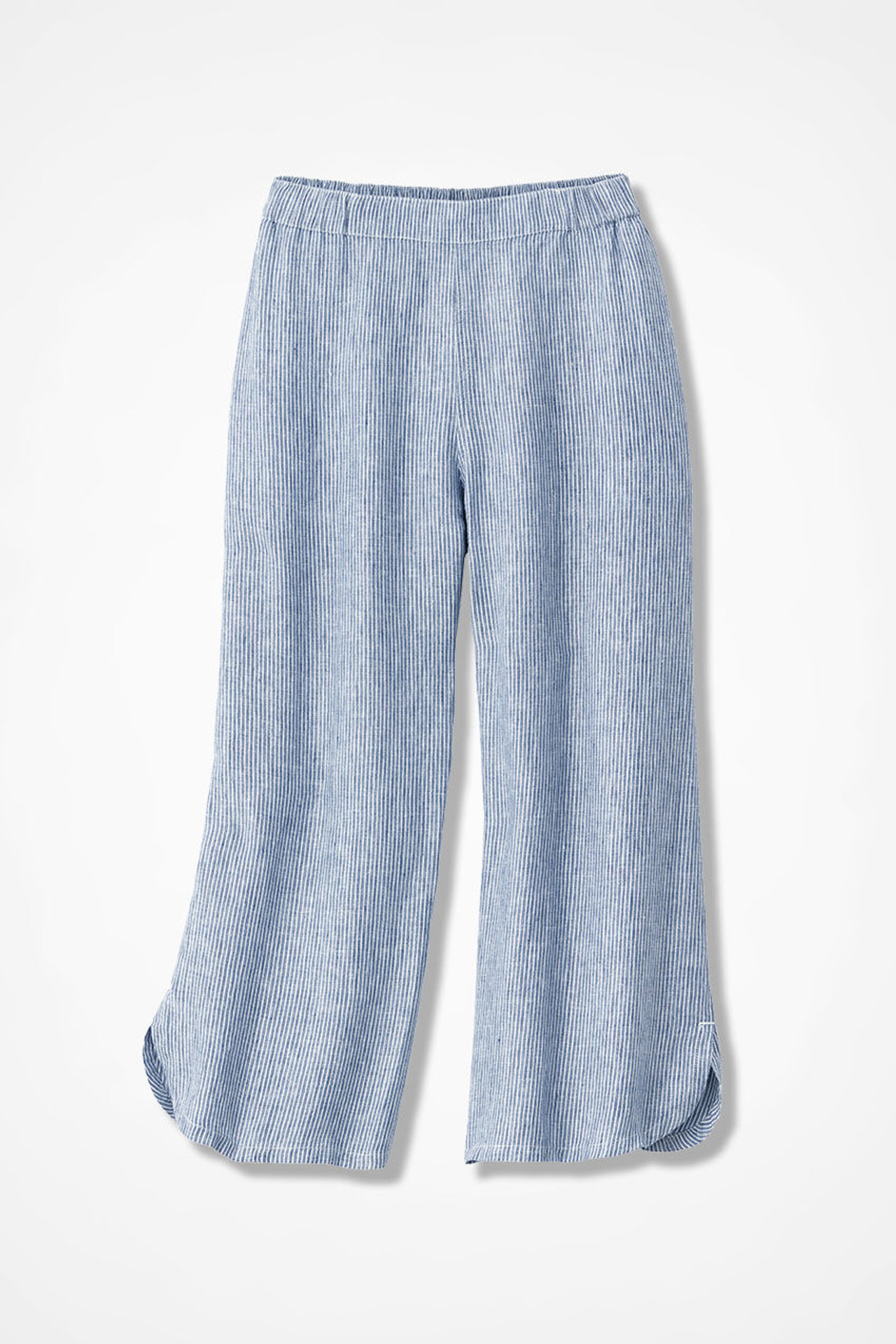 Striped Linen Wide-Leg Crops