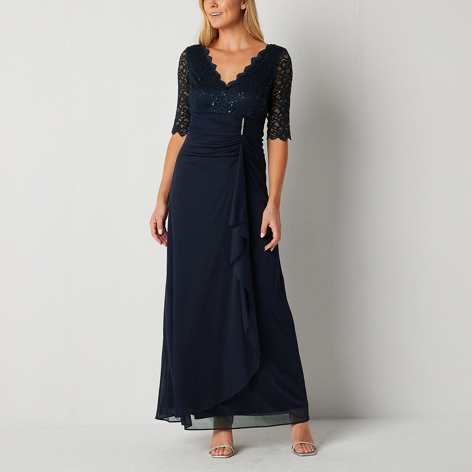 Jessica Howard 3/4 Sleeve Evening Gown