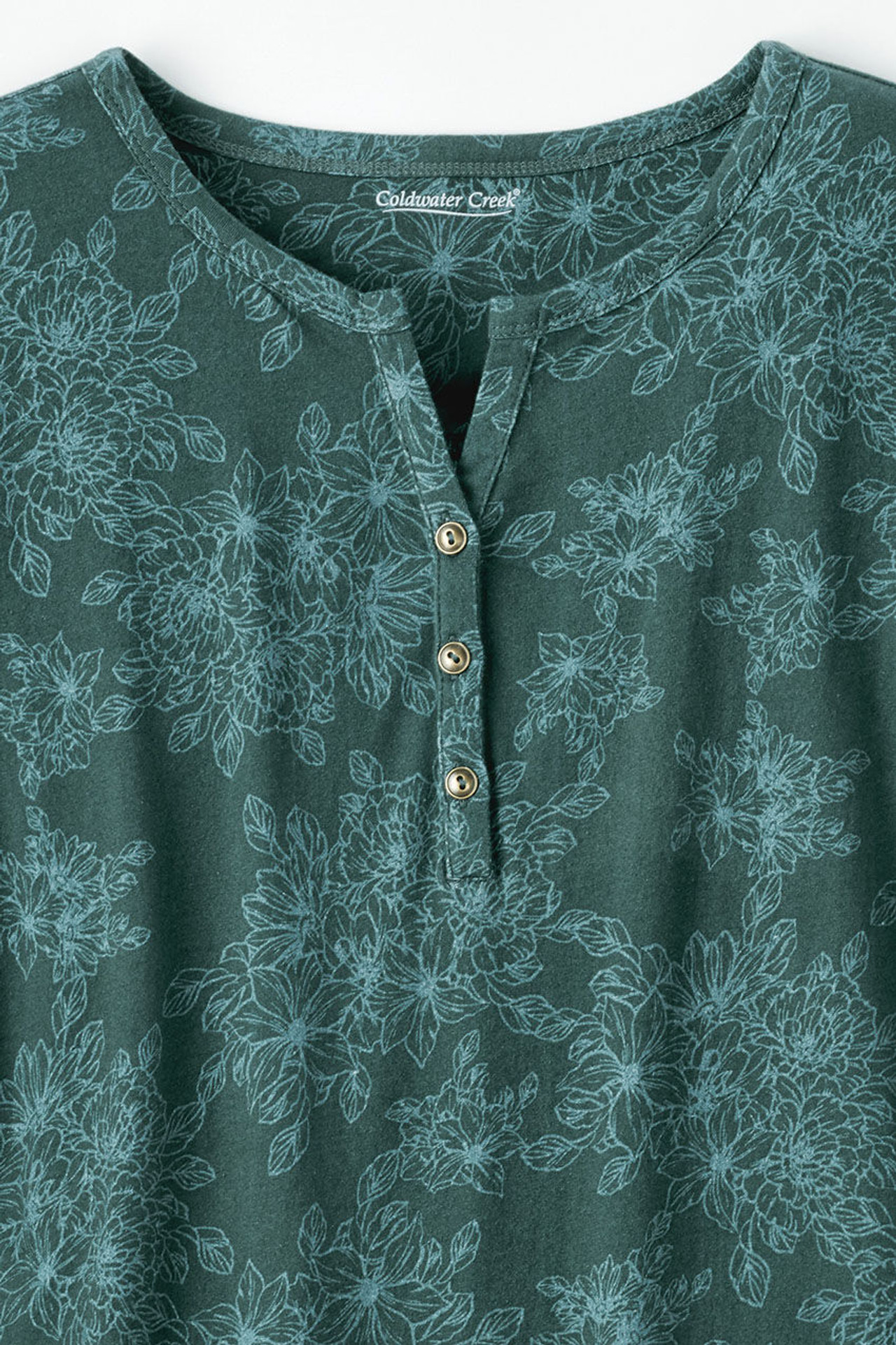 Faded Floral Vintage-Wash Henley