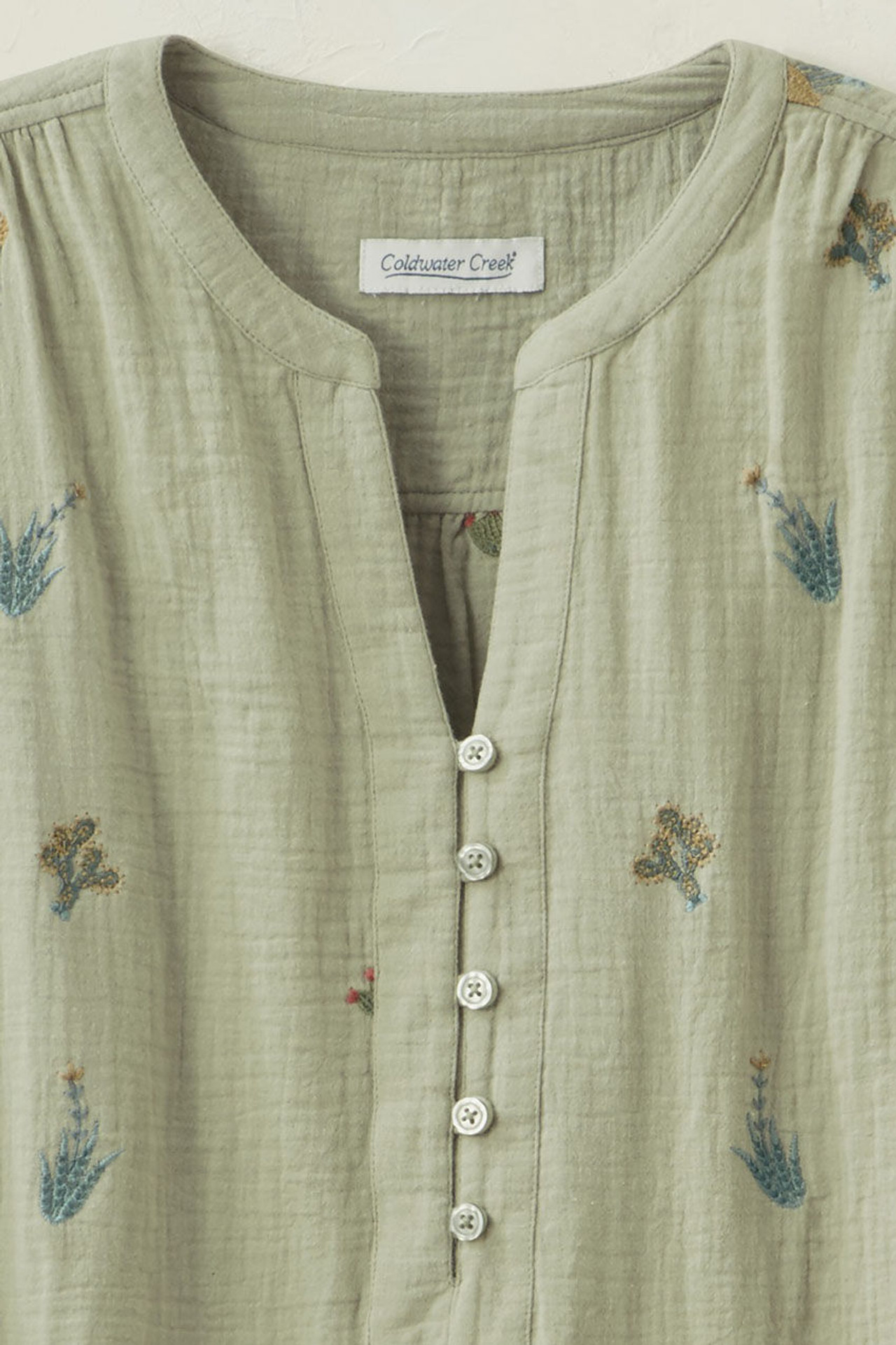 Summer Breeze Gauze Cactus Henley