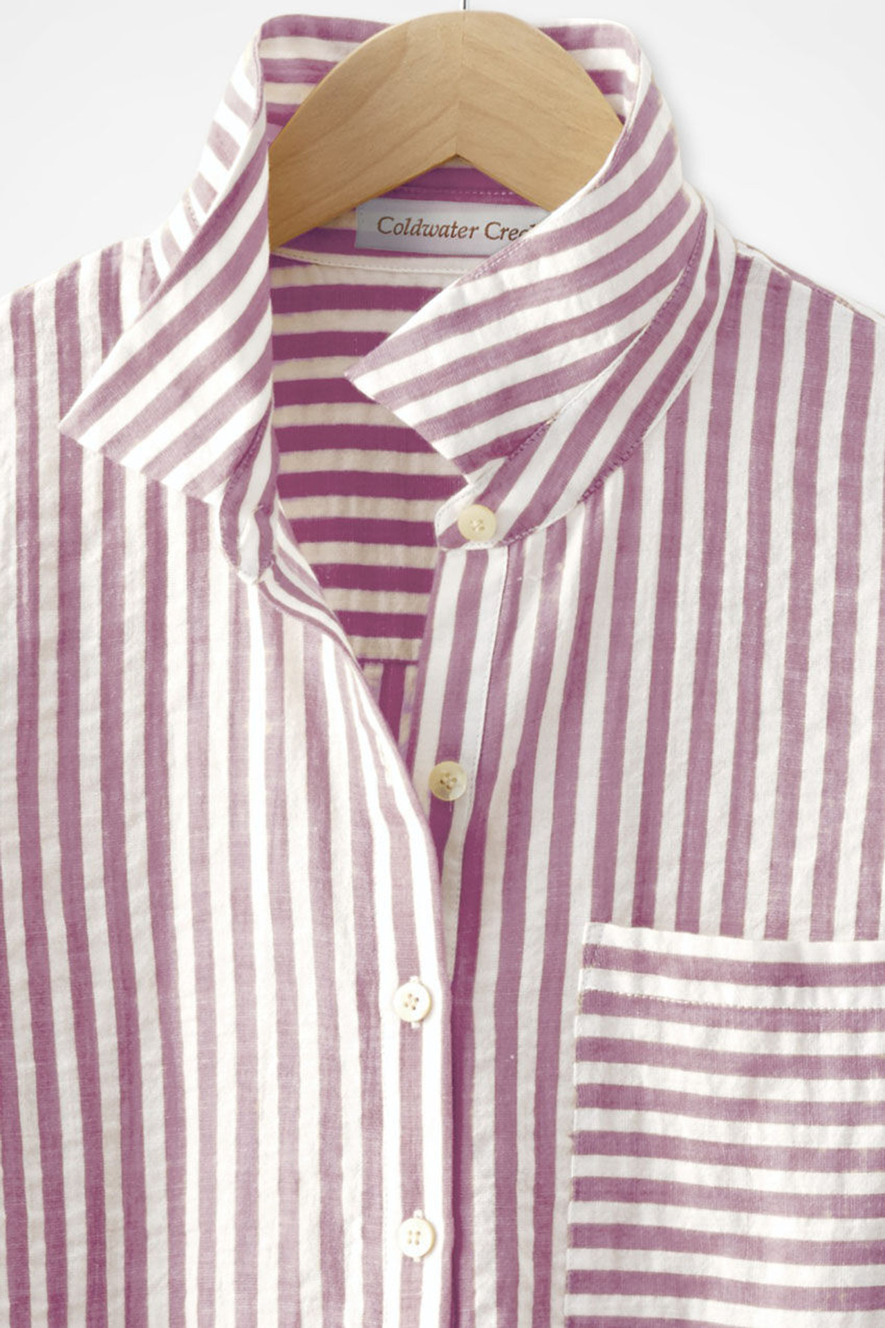 Crinkle Cotton Striped Long-Sleeve Shirt