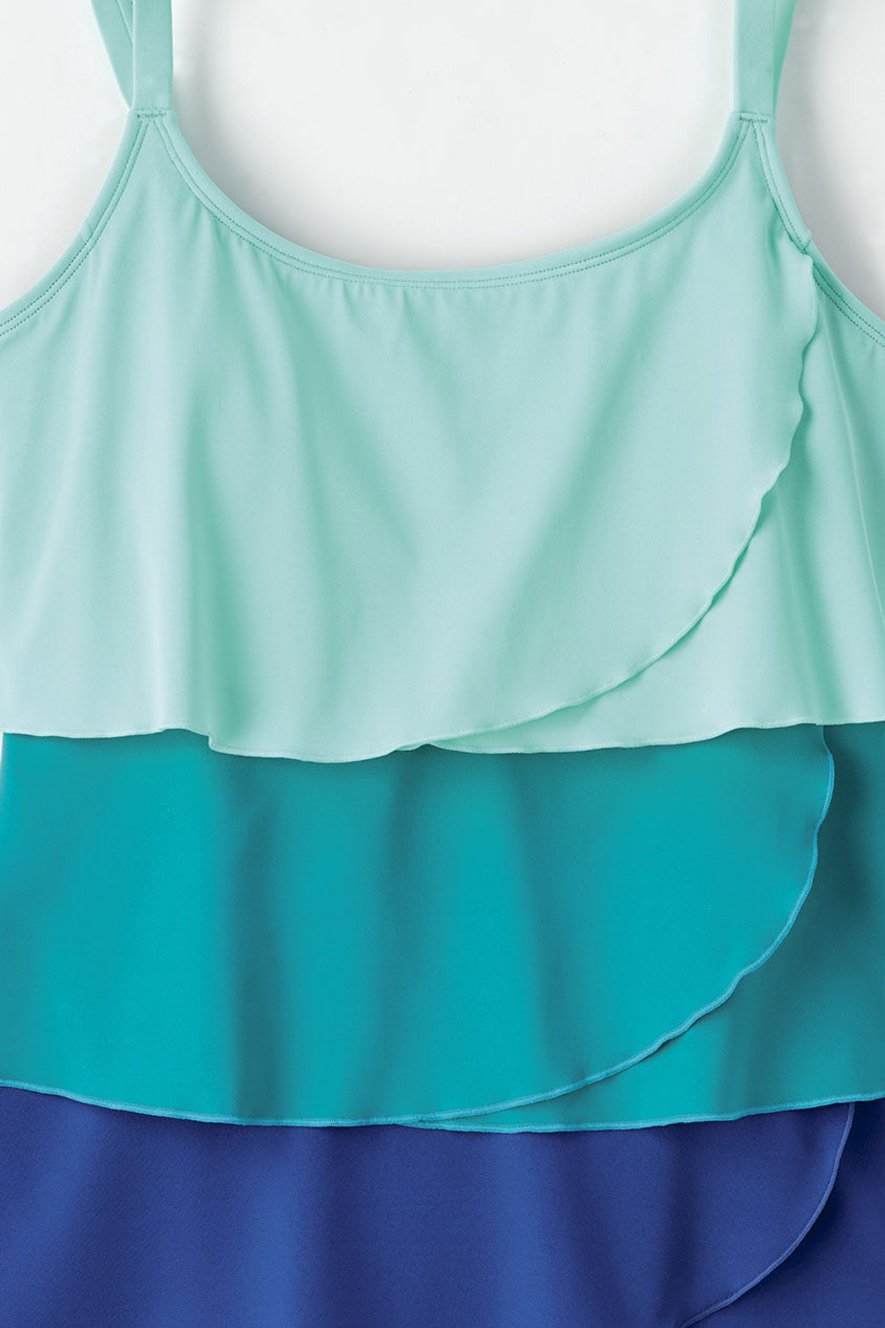 Colorblock Ruffled Tankini Top