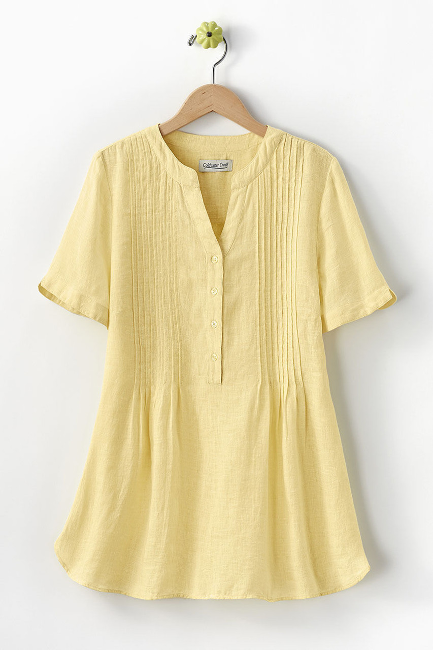Linen Tuck-and-Release Blouse