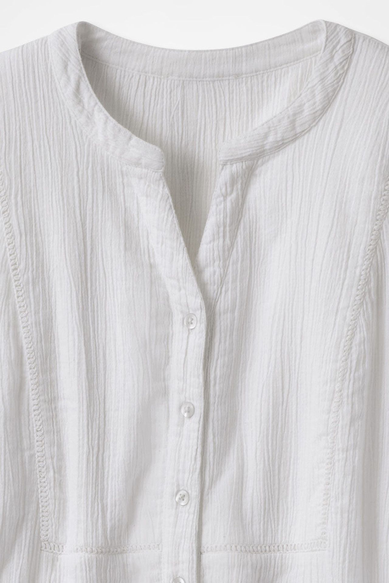 Crinkle Cotton Openwork Big Shirt