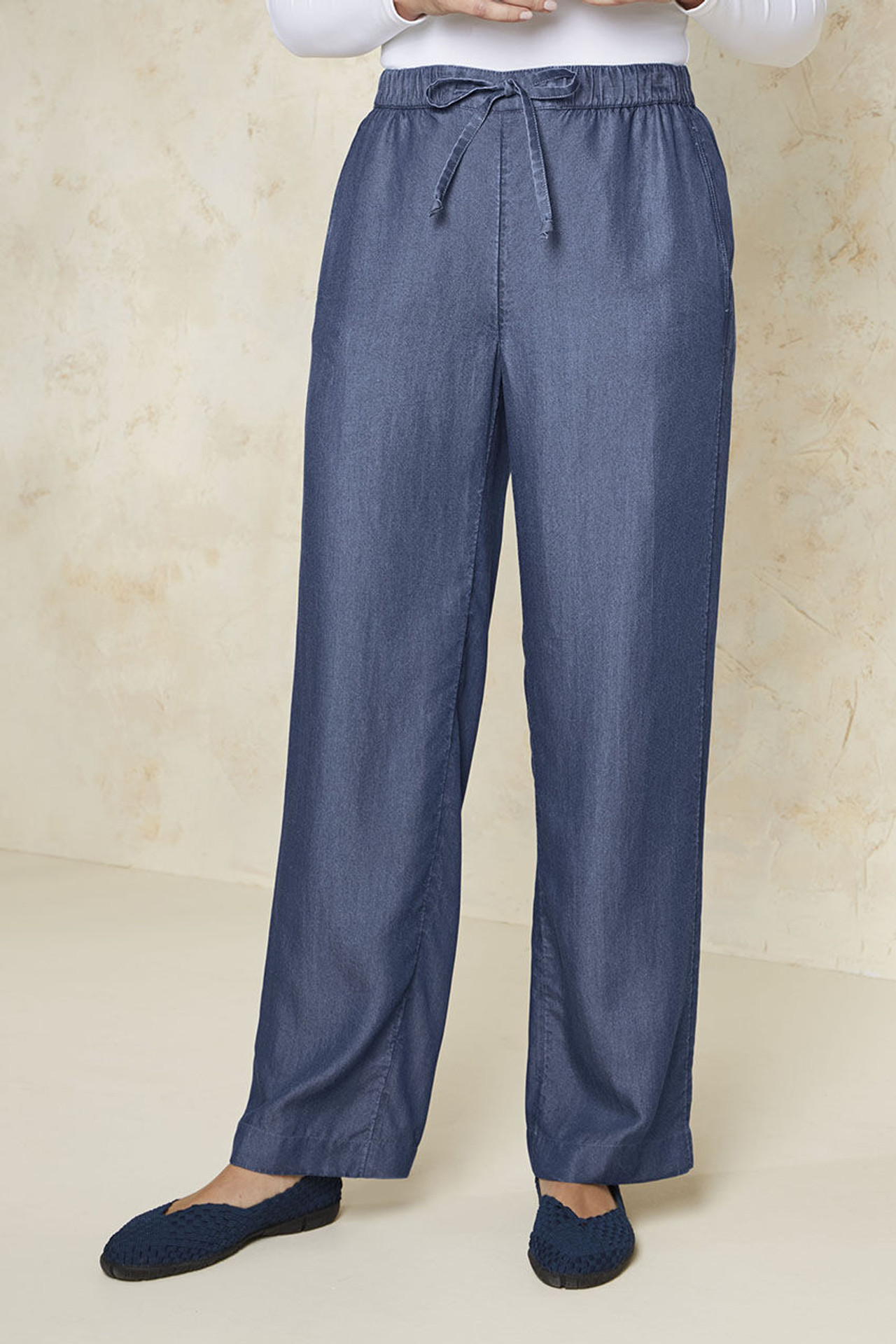 Wide-Leg Cotton/Tencel? Pants