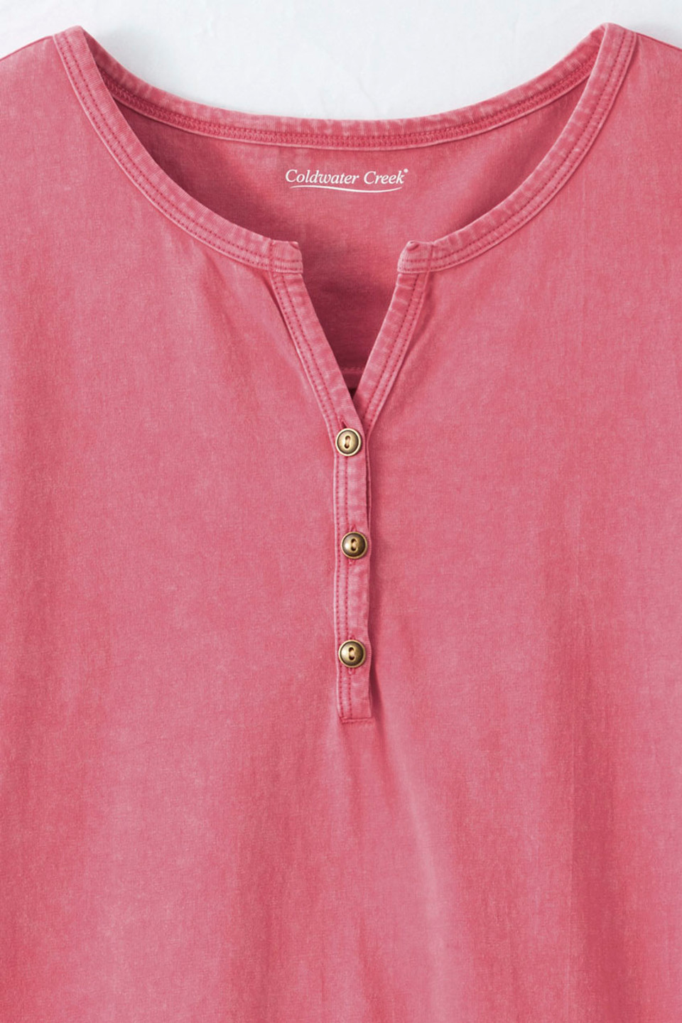 Vintage-Wash Solid Long-Sleeve Henley