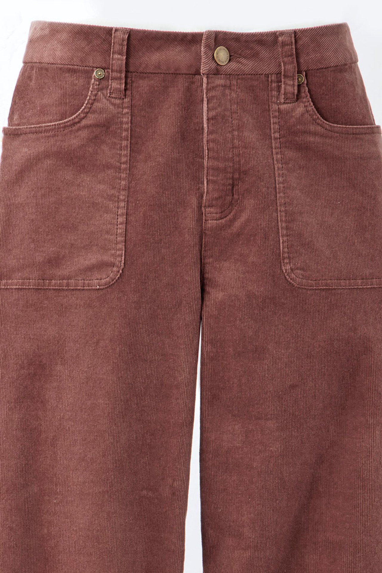 Patch Pocket Wide-Leg Corduroys