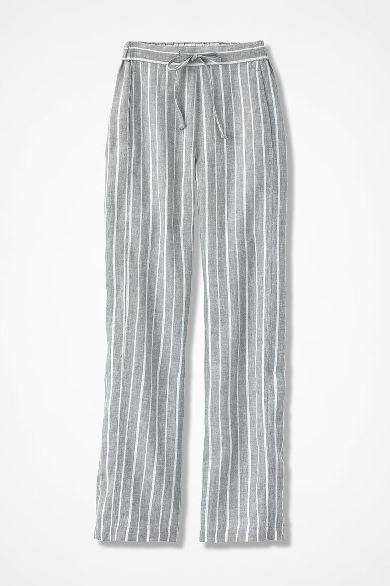 Broad Stripes Linen Ankle Pants