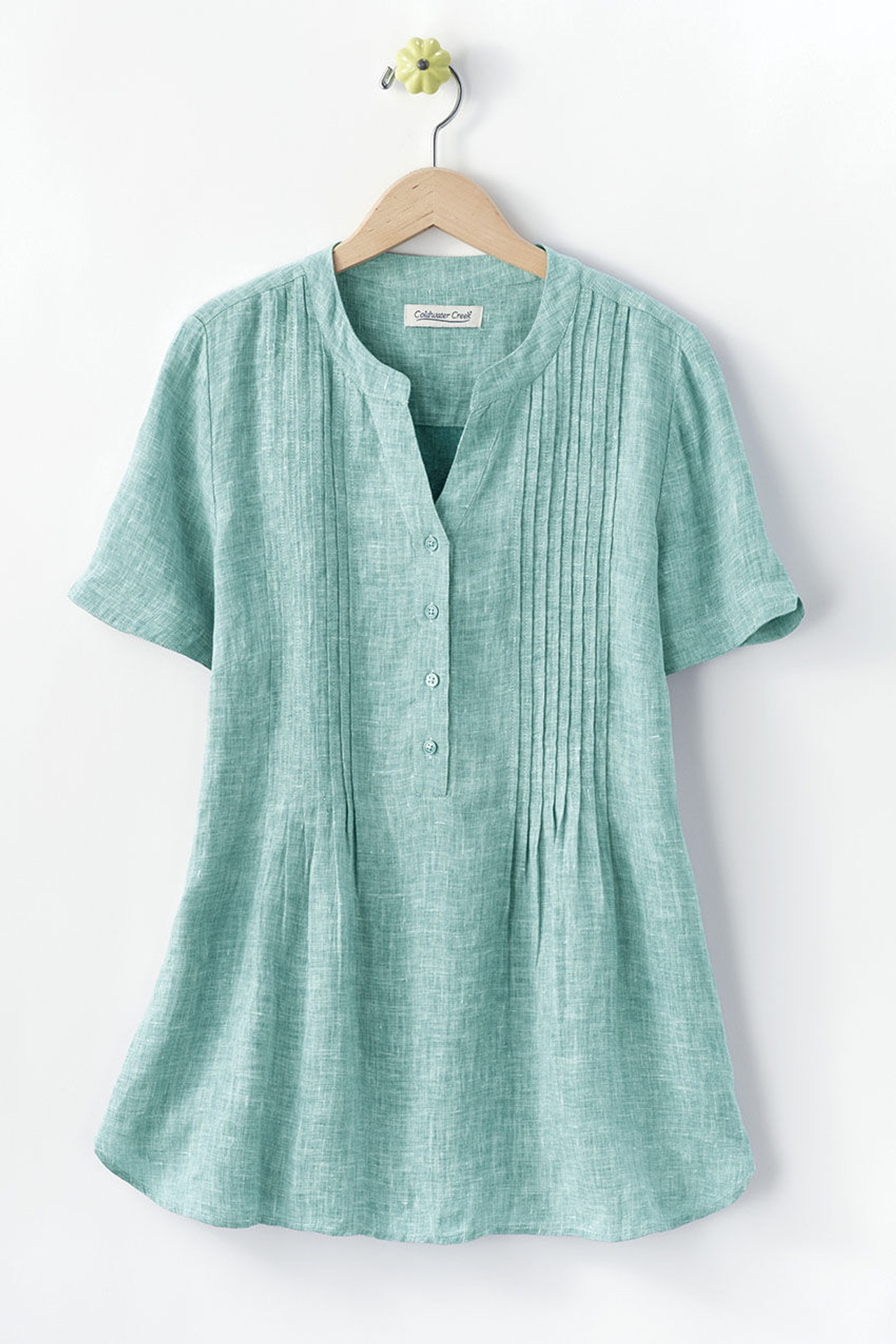S/S Linen Tuck & Release Blouse