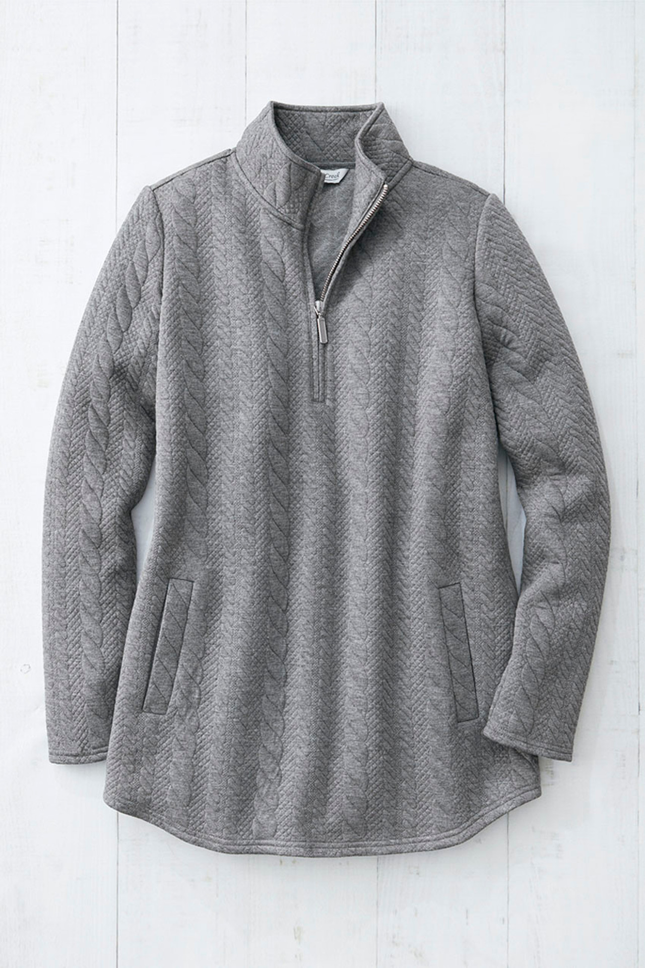 Cabled Quarter-Zip Tunic