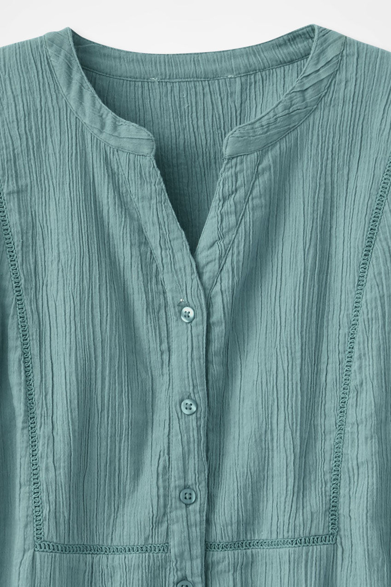 Crinkle Cotton Openwork Big Shirt