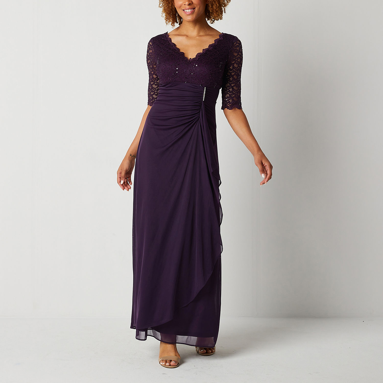 Jessica Howard 3/4 Sleeve Evening Gown