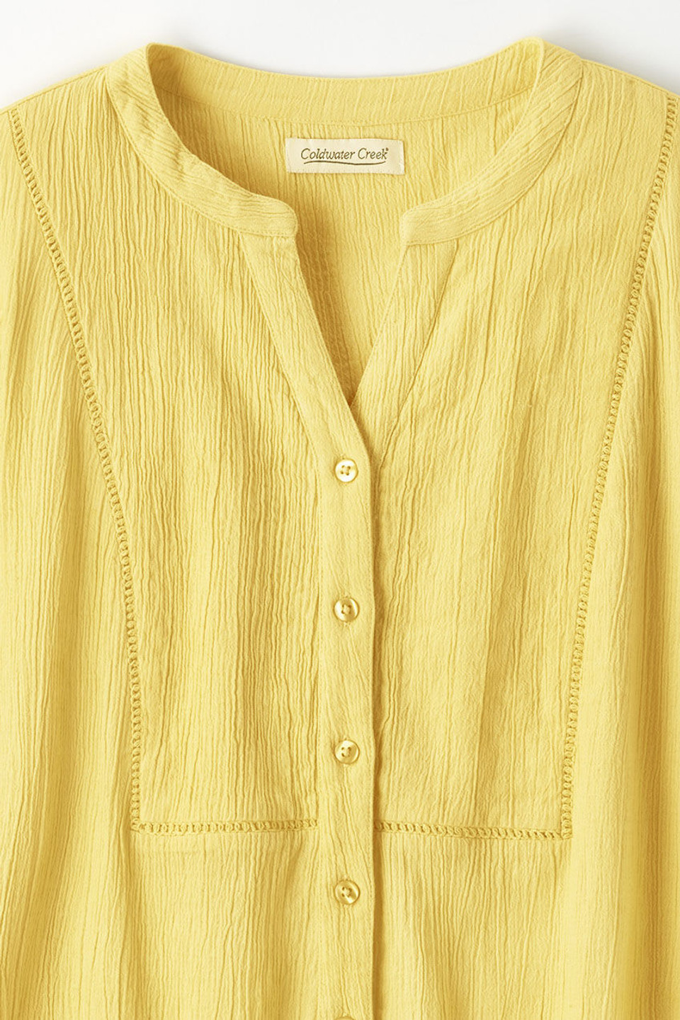 Crinkle Cotton Openwork Big Shirt