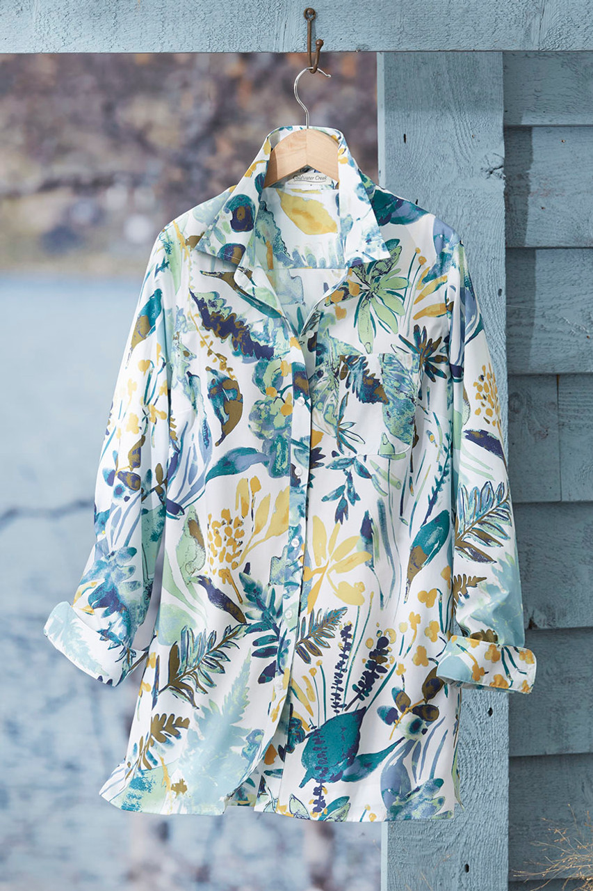 Botanical Blues No-Iron Tunic